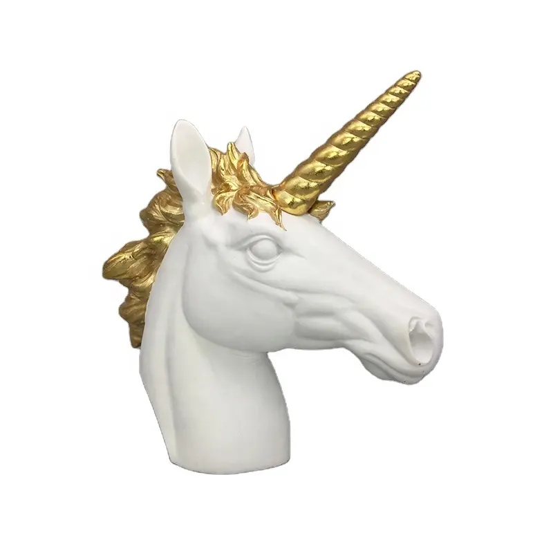 Cabeza de unicornio de mesa de resina blanca moderna, molde de cabeza de animal 3D para decoración del hogar