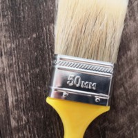 Ensemble de 10 brosses de peinture en plastique, 50mm, à manche jaune solide en polyester, poils PET, style européen