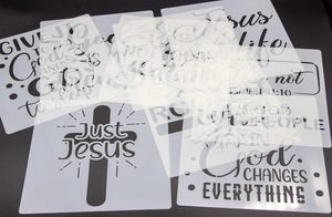 10 PCS pochoirs de foi chrétienne avec citations et versets bibliques pour la <span class=keywords><strong>peinture</strong></span> sur bois, toile, murs, meubles, porches, portes d'entrée - Product Image 6