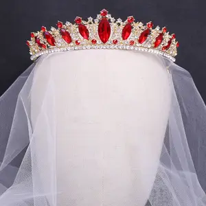 Venta al por mayor barato bajo precio Premium Bride's Tiara diamante-incrustado cumpleaños corona peine del pelo adornos de boda