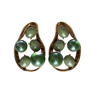 Boucles d'oreilles pendantes YN270-4323C plaquées or, forme goutte d'eau vintage, en alliage de zinc, pour les fêtes - Product Image 1