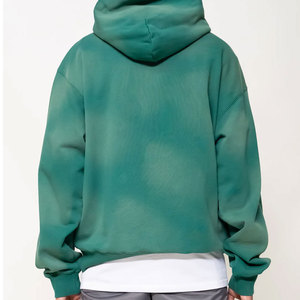 Sweat-shirts à capuche épais pour hommes avec logo personnalisé, effet délavé au soleil, streetwear, sweats à capuche délavés au soleil avec motif uni pour les basiques, coton mélangé - Product Image 5