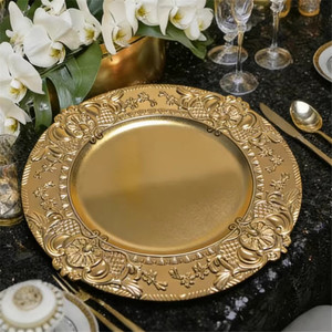 <span class=keywords><strong>Sottopiatti</strong></span> Vintage in Plastica Oro Argento Nero da 13 Pollici per Decorazioni Tavola Casa e Matrimoni - Product Image 2