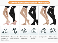 Bas de contention en silicone antidérapants, à hauteur de cuisse, 15-20 mmHg, Classe 1, à bout fermé, avec soutien médical