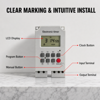 CNFLY KG316T-II Mini Timer Digital Terprogram untuk Rel Din 220VAC 30A Layar LCD Bersertifikasi CE untuk Otomatisasi Rumah