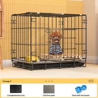 Cage pliable en fer pour animaux de compagnie, cage pour chien, niche pour chat, enclos métallique carré, respirant, utilisation en intérieur, plateau en plastique moderne
