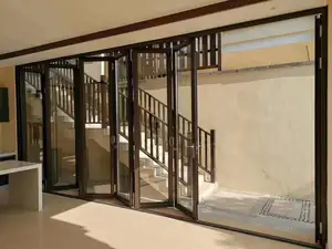 Hurricane Proof Aluminum Exterior Door Balcony Patio Lowe Glass Aluminum Bifold Folding Door