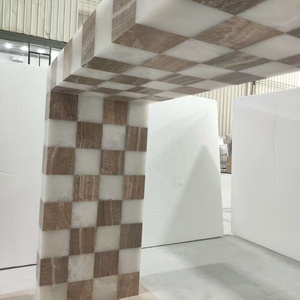 Mesas <span class=keywords><strong>Consola</strong></span> Modernas de Lujo, Altas y Delgadas, de Piedra, Ágata Blanca, con Acabado de Madera, para Recibidor, Entrada, Sala de Estar - Product Image 4