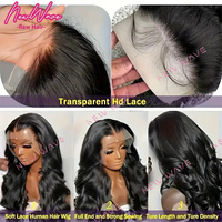 Pelucas de Cabello Humano Virgen Indio Largo Rojizo con Encaje Frontal y Pelo de Bebé, Peluca Completa sin Pegamento Transparente HD 13X4