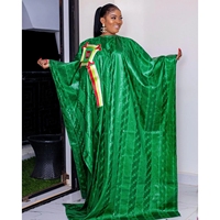 Vêtements Africains pour Femmes 2024 Grande Taille Broderie Bazin Riche Robe Longue Jusqu'au Sol avec Écharpe