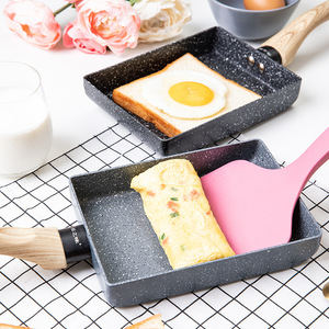 モダンデザインエコフレンドリーたまご焼き器　アルミ合金セラミックノンスティック木製ハンドル7インチ長方形パン - Product Image 3