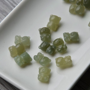 Natural Hetian Jade Bear Charms Animal Shape Pendants For <b>Bracelet</b> Or <b>Phone</b> Accessory Gift From China - Product Image 1