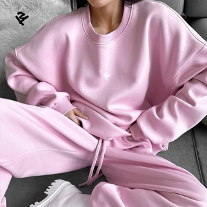 Completo da donna oversize rosa casual con felpa e joggers, <span class=keywords><strong>tuta</strong></span> sportiva 2 pezzi per il tempo libero e la palestra - Product Image 4