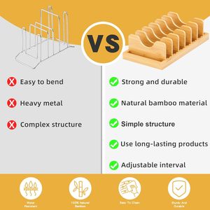 Portabicchieri in bambù regolabile porta cassetti portaoggetti per <span class=keywords><strong>pentole</strong></span> padelle - Product Image 6
