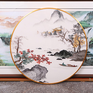 Peinture de paysage brodée de Suzhou, décoration murale finie à la main, style chinois, pour salon, chambre à coucher, salle à manger - Product Image 5