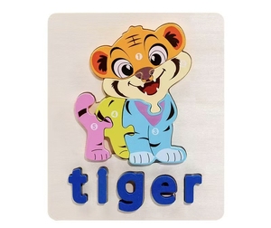Jeu de puzzle 3D éducatif précoce sur le thème des animaux et du trafic, jouet créatif en bois pour enfants, puzzles colorés à assortir, jouets de société pour enfants - Product Image 6