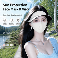Meiyang RS047 Chapeau de soleil coréen 3D à découpe et refroidissement, masque facial, protection UV, tissu respirant en soie glacée, boucle d'oreille réglable