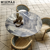 Ensemble table et chaises de salle à manger en teck et ardoise WISEMAX FURNITURE, style moderne, pour hôtel, jardin, restaurant, plage, balcon, piscine