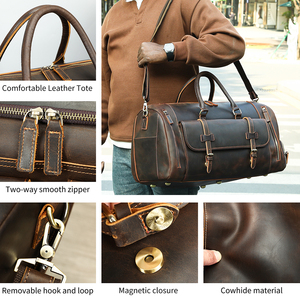MARRANT Vintage <strong>Men's</strong> Crazy Horse Genuine Leather <strong>Weekender</strong> Holdall Overnight Duffel <strong>Bag</strong> with Shoe Pouch <strong>Men</strong> Leather Travel <strong>Bag</strong> - Product Image 5