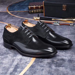 Elegantes Zapatos de Vestir para Hombre con Punta en Pico, Parte Superior de Cuero Pulido y Gamuza, Cierre Deslizante, Modernos para Oficina y Eventos Profesionales - Product Image 2