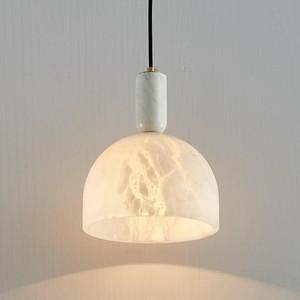 Minimalist Pendant <b>Light</b> Natural Marble Dome Shape <b>Led</b> <b>Light</b> Source Round Home Lighting Fixture For Bedroom Living Room - Product Image 3