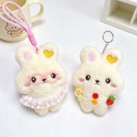 Pendentif Lapin en Peluche OEM Adorable, Poupée Lapin de 16 cm avec Cœur Sonore, Porte-clés Animal, Décoration de Sac