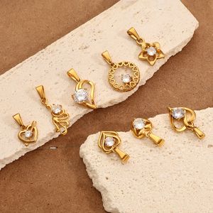 Collezione di ciondoli bikini lucidi F238 in acciaio inossidabile placcato oro 18K PVD con zirconi, a forma di cuore, angelo, fiore, ciondoli fai da te, impermeabili e anti-ossidazione. - Product Image 1