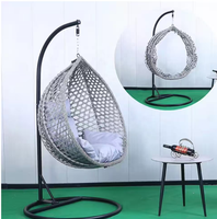 Fauteuil suspendu pliant en rotin, chaise œuf, pour intérieur et extérieur, avec coussin et support métallique – Meilleure vente