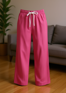 J699 2 Pantaloni Larghi da Donna a Righe in Maglia con Elastico in Vita e Coulisse Vestibilità Ampia Lunghezza alla Caviglia Casual Estivi - Product Image 2