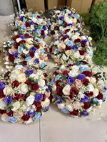 Arrangement de roses artificielles de 60 cm en soie rouge, moderne, de haute qualité, personnalisé, centre de table, décoration de boule de fleurs pour mariage