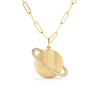 Collier Saturne en argent S925 plaqué or Gemnel avec breloque planète étincelante en zircon cubique, chaîne trombone, bijou céleste, cadeau pour filles