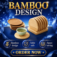 Sous-verres en bambou personnalisés en gros, design classique, bords arrondis, respectueux de l'environnement, pour table