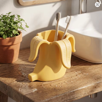 Porte-crayons en plastique en forme de banane, support créatif et amusant pour baguettes/cuillères, design incurvé artistique et moderne, portable