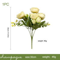 Bouquet de roses artificielles blanches faites à la main, 30 cm, arrangement floral en soie au toucher naturel, longue durée, pour mariage, décoration de la maison