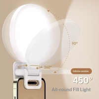 Lampu Cincin Layar Penuh Putih 450 Studio Profesional Portabel Klip Ponsel Lampu Kecantikan Lembut 10-50W