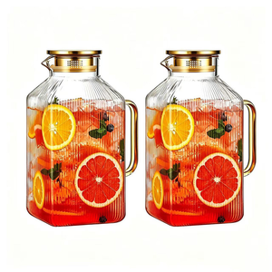 <span class=keywords><strong>Carafe</strong></span> <span class=keywords><strong>en</strong></span> <span class=keywords><strong>verre</strong></span> de 1 gallon, forme carrée minimaliste moderne, pour réfrigérateur, avec couvercle - Product Image 5