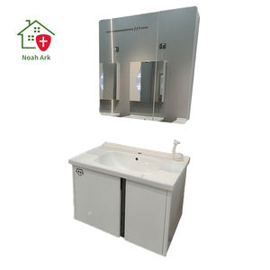 Gabinete de espejo de panal de vanidad de baño blanco minimalista Gabinete de fregadero integrado Gabinete de combinación de baño - Product Image 4