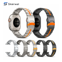 Correa de Acero de Titanio Compatible con Apple Watch, Cierre Plegable de Uso Diario con Seguridad, Series 3 4 5 6 7 8 9 SE Ultra 38 49mm