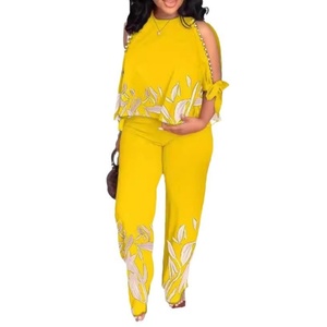 Nouvelle Collection : Ensemble 2 Pièces Chic Imprimé Floral – Hauts et Pantalons en Satin à Col Rond, Coupe Ample Décontractée avec Taille Ceinturée, Grandes Tailles - Product Image 5