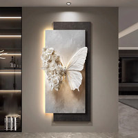 Peinture murale LED de luxe 2026, grande décoration murale 3D effet sable, lampe décorative papillon pour salon et entrée