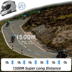 รุ่น R9รถจักรยานยนต์หมวกกันน็อค BT อินเตอร์คอมชุดหูฟัง1500เมตรสำหรับ6ไรเดอร์ - Product Image 4