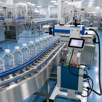 Ligne de production de mise en bouteille de minéraux électrique numérique contrôlée par PLC en acier inoxydable SUS304 avec écran tactile, rinçage, remplissage et bouchage, 8000 BPH