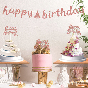 Happy Birthday Glitter <b>Banner</b> Paper Party Decoration For Birthday Celebration - Product Image 3