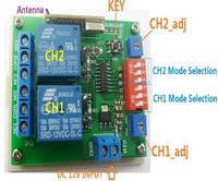 CE029 DC 12V 315MHz 2Ch Relai Penundaan Timer Nirkabel Multifungsi Sakelar RF & EV1527 ASK OOK Remote Control 0-10A
