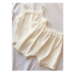 Conjuntos de Ropa de Verano 2022 para Niñas, Conjuntos de Camiseta sin Mangas y Pantalones Cortos de Color Sólido, Ropa de Boutique para Niñas Pequeñas - Product Image 2