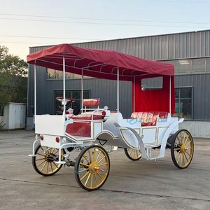 Carruaje eléctrico turístico blanco y rojo de estilo vintage, muy vendido, personalizable, con dosel rojo. - Product Image 1