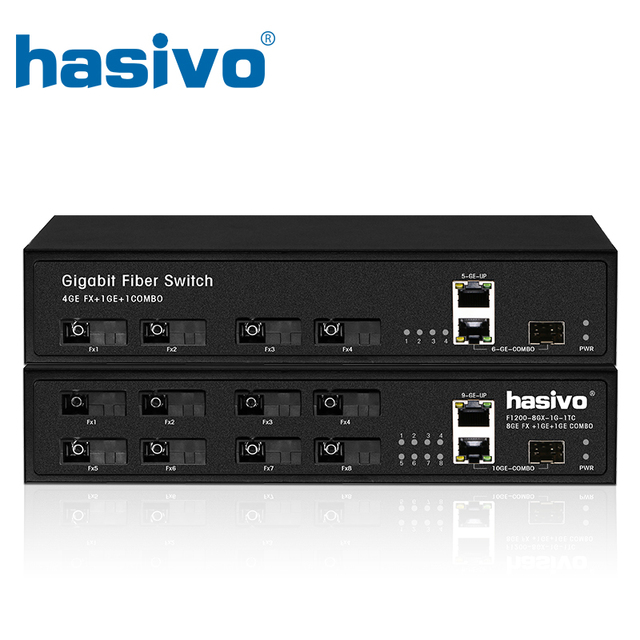 4/8 Gigabit Network GBIC Fiber Switch 10/100/1000M Media Converter 4/8 Fiber Port with One 10/100/1000M Rj45 Port and One COMBO