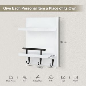 <span class=keywords><strong>D</strong></span>écor de porte-clés et de courrier, avec 3 crochets à clés, organisateur mural en bois pour <span class=keywords><strong>couloir</strong></span> <span class=keywords><strong>d</strong></span>'<span class=keywords><strong>entrée</strong></span> - Product Image 3