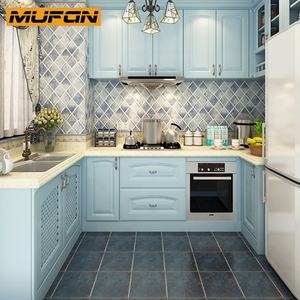 乡村风格蓝色实木橱柜定制家具套装橱柜销售橱柜组织者和储物设计 - Product Image 2