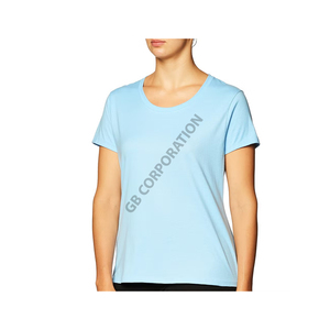 เสื้อยืดคอตตอนสีทึบสำหรับผู้หญิงแขนสั้นเสื้อลำลองระบายอากาศเป็นมิตรกับสิ่งแวดล้อมแห้งเร็วขนาดพิเศษบริการ OEM - Product Image 1